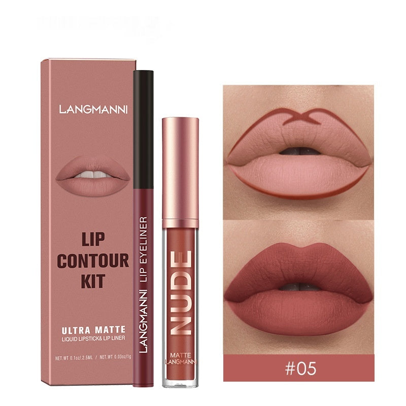 Matte Lip Gloss Set with No-Stain Lip Liner