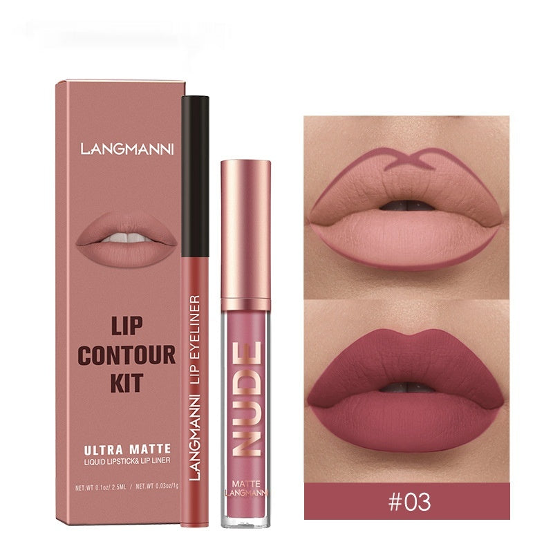 Matte Lip Gloss Set with No-Stain Lip Liner