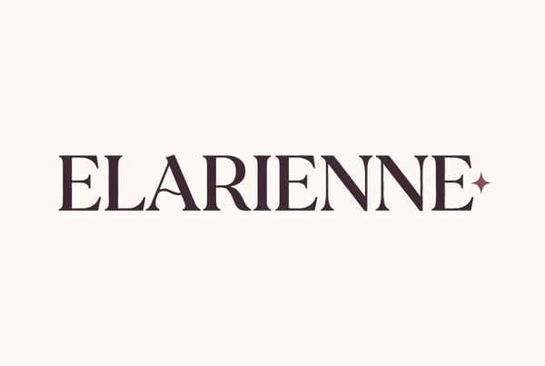 ELARIENNE logo concept in deep plum with a berry sparkle